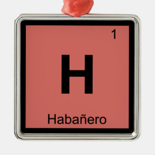 H - Habanero Pepper Chemistry Periodic Table Metal Ornament