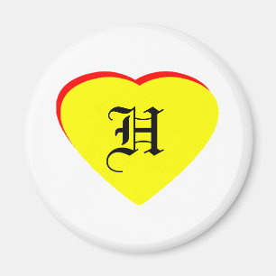 "H" Heart Yellow Red Wedding Invitation The MUSEUM Magnet
