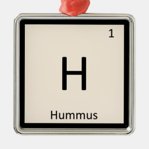 H - Hummus Appetizer Chemistry Periodic Table Metal Ornament