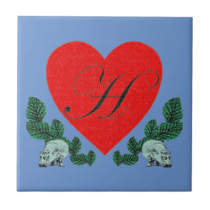H in a heart tile