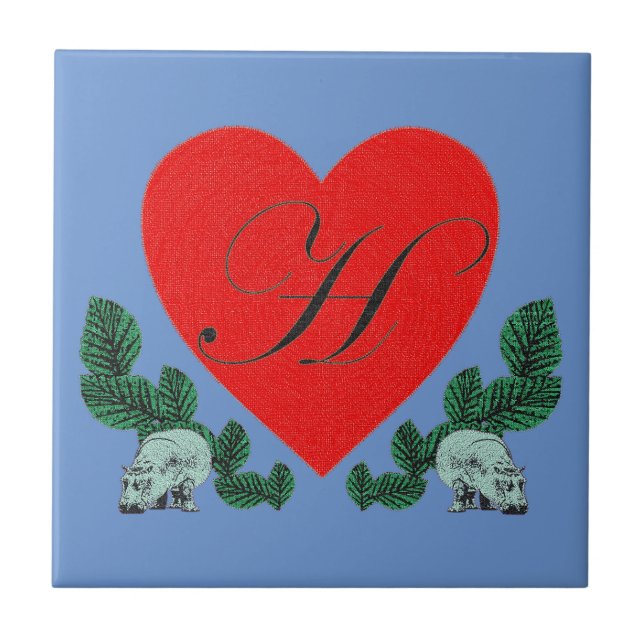 H in a heart tile (Front)