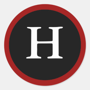H : Initial H Letter H Red, White & Black Stickers