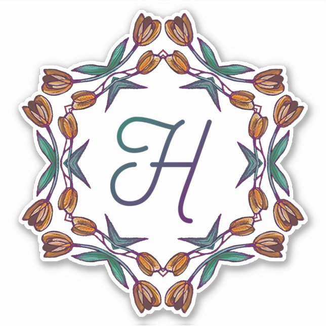 H Initial Unique Boho Tulips Deco Flowers Pretty (Front)