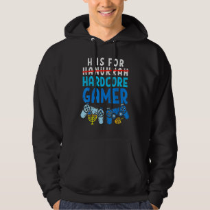 H Is For Hanukkah Gamer  Video Gaming Boys Men Gir Hoodie