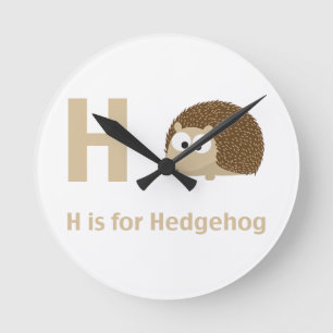H is for Hedgehog Round Clock