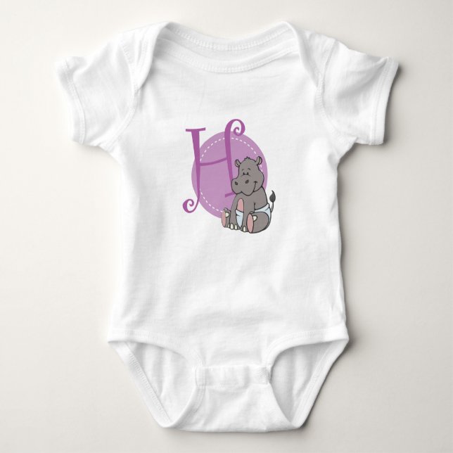 H is for Hippo Baby Bodysuit (Front)