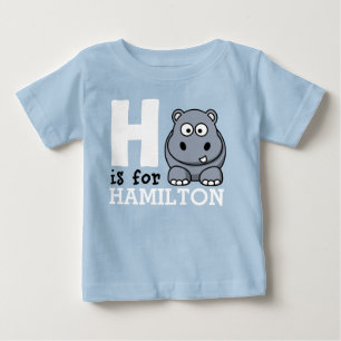 H is for Hippo & Kids Name Personalised Baby T-Shirt