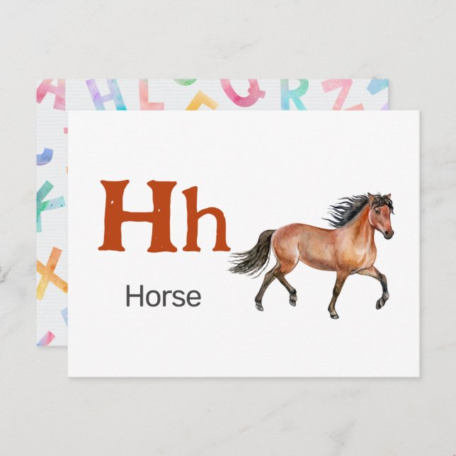 H is for Horse - Alphabet Flash Card (Front/Back)