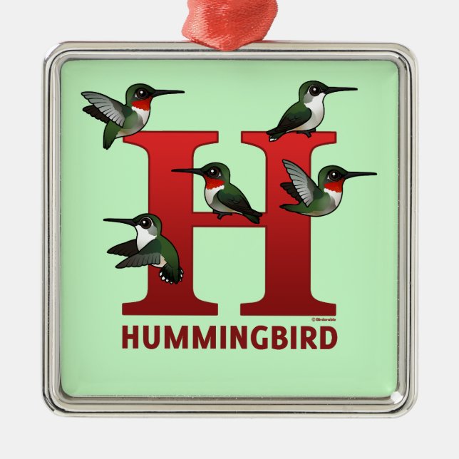 H is for Hummingbird Metal Ornament (Front)