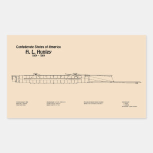 H. L. Hunley - Ship Blueprint Plans SD Rectangular Sticker