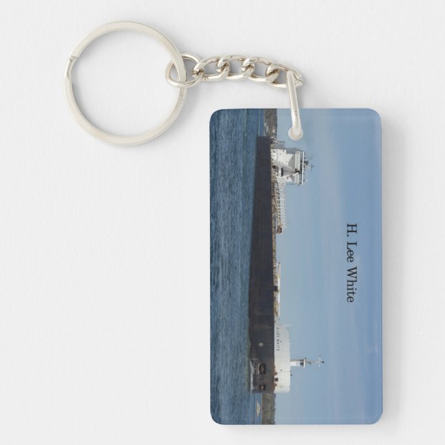 H Lee White rectangle key chain (Front)