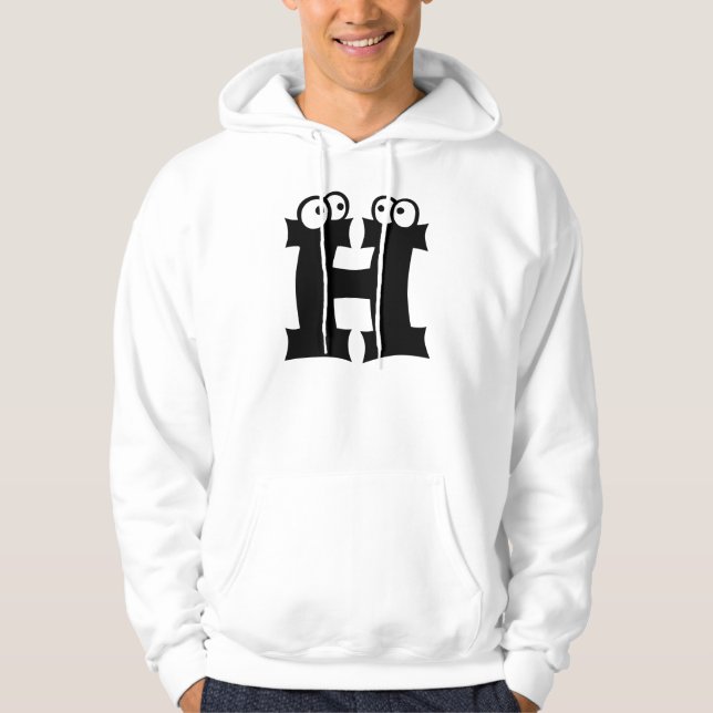 H, letter with eyeballs hoodie (Front)