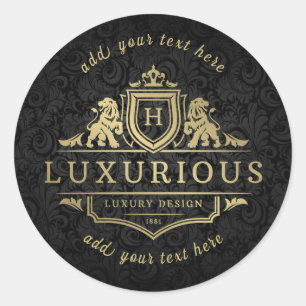 H - Luxurious Design Classic Round Sticker