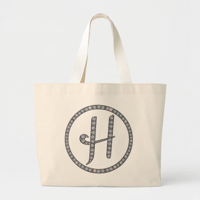 H monogram bling tote bag (Front)