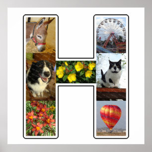 H Monogram Create Your Own 7 Custom Photo Collage Poster