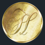 H Monogram Faux Gold Envelope Seal Stickers<br><div class="desc">H Monogram Faux Gold Envelope Or Favour Seal. These classic round stickers are printed with non metallic ink on a flat sticker to look like gold. They are not beveled or embossed monograms but are designed to look like they are beveled or embossed monograms. These gold monogram seals are printed...</div>