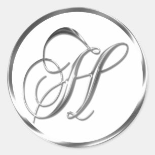H Monogram Faux Silver Envelope Or Favour Seal