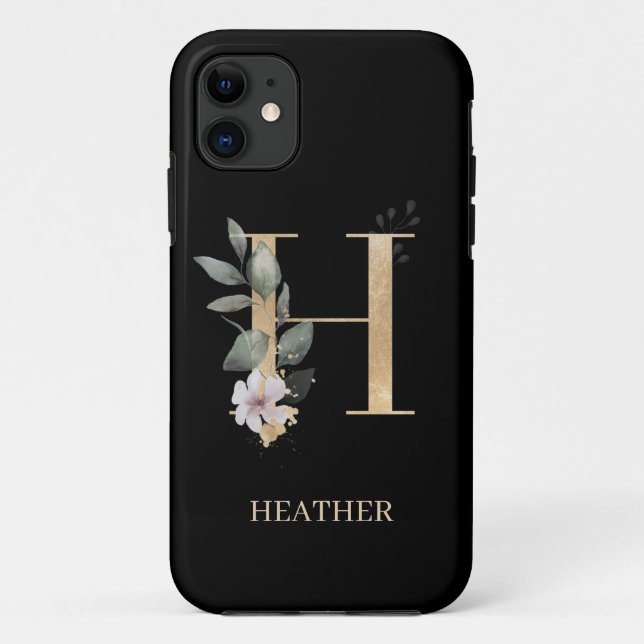 H Monogram Floral Personalised Case-Mate iPhone Case (Back)