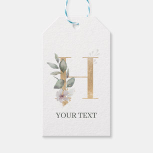 H Monogram Floral Personalised Gift Tags