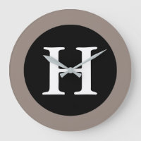H :: Monogram H Modern Round Large Wall Clock
