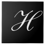 H Monogram Initial White on Black Ceramic Tile<br><div class="desc">Classic White Letter Monogram on Black Background,  H.</div>