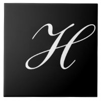 H Monogram Initial White on Black