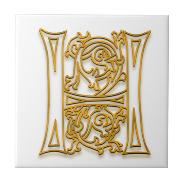 H Monogram "Irish Gold" Ceramic Tile (Front)