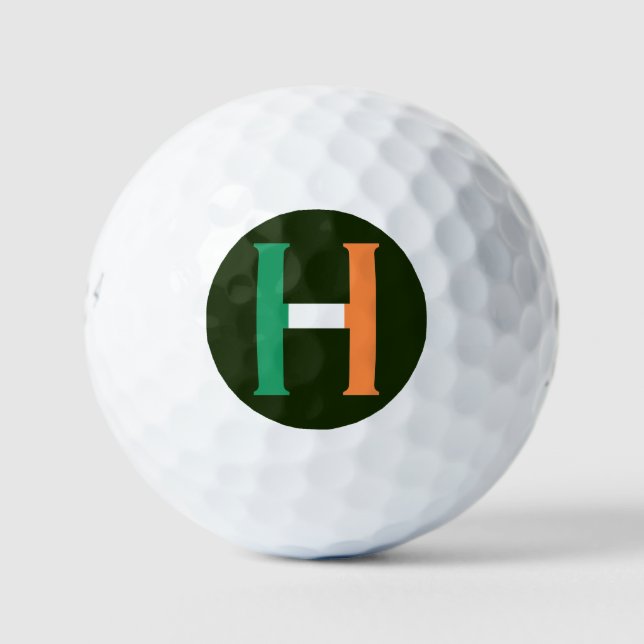 H Monogram overlaid on Irish Flag be6 gbcnt Golf Balls (Front)