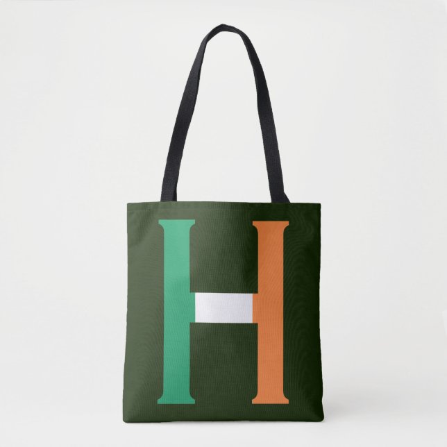 H Monogram overlaid on Irish Flag stcnt Tote Bag (Front)