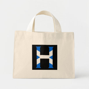 H Monogram overlaid on Scottish Flag ttcnt Mini Tote Bag