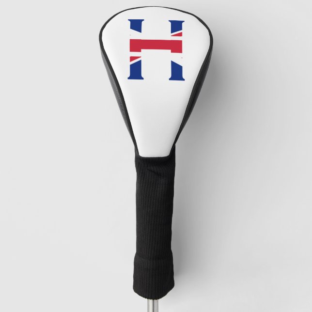 H Monogram overlaid on Union Jack Flag dccnt Golf Head Cover (Front)