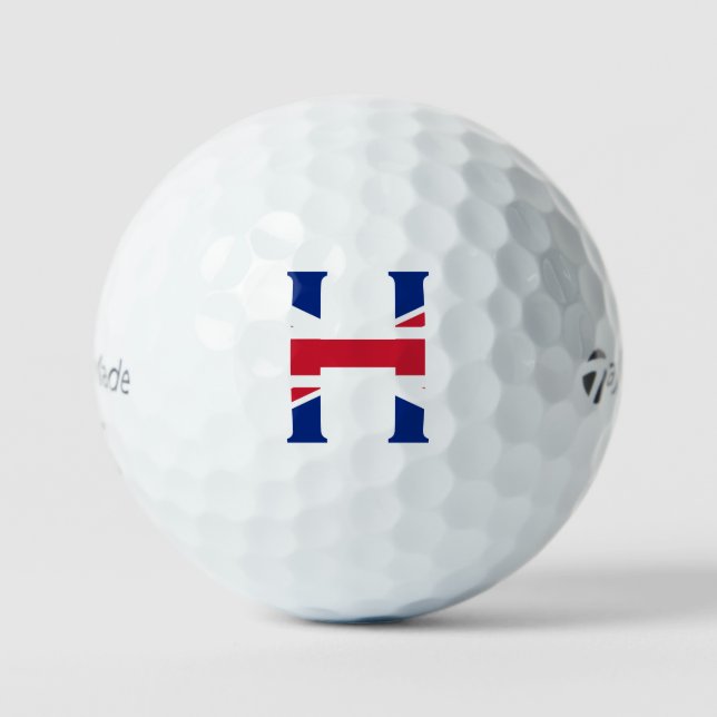 H Monogram overlaid on Union Jack Flag tmtp5 gbcnt Golf Balls (Front)