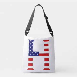 H Monogram overlaid on USA Flag cbbcnt Crossbody Bag
