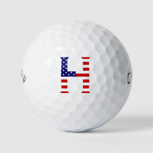 H Monogram overlaid on USA Flag cwb gbcnt Golf Balls