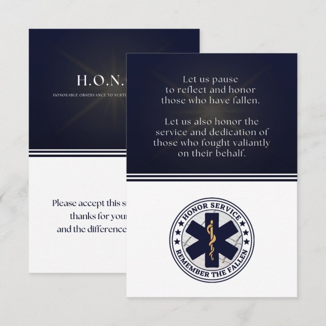 H.O.N.O.R. Card Flat (Front/Back)