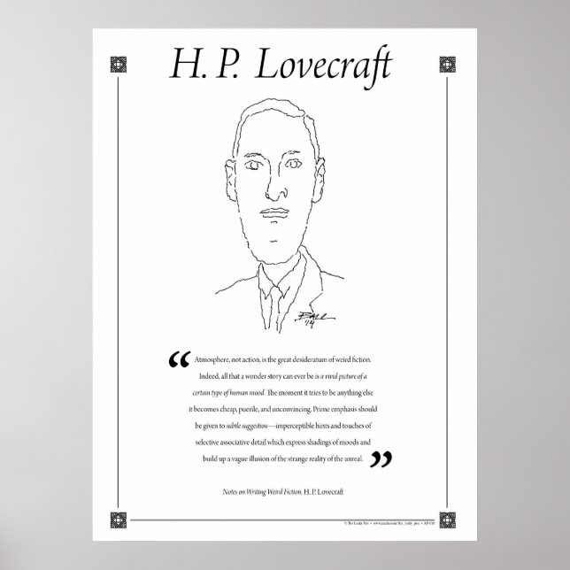 H. P. Lovecraft Writing Quote Poster (Front)
