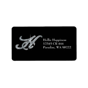 H Script "Diamond Bling" Label