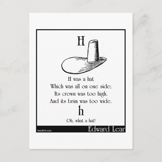 H was a hat postcard (Front)
