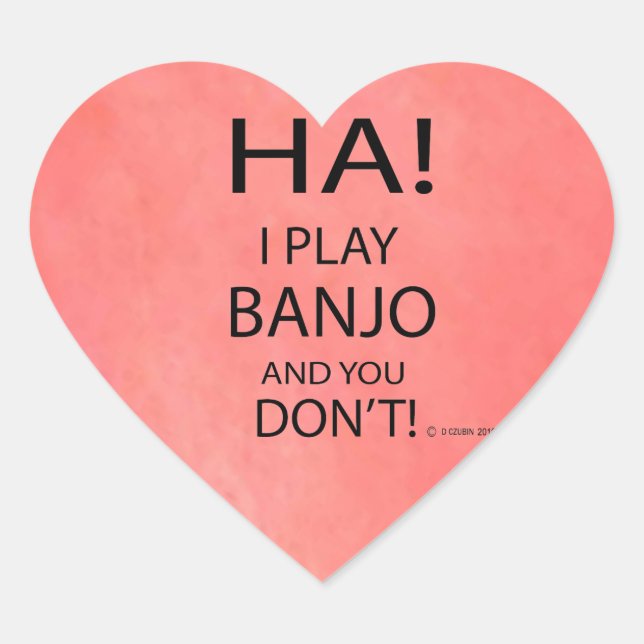 Ha Banjo Heart Sticker (Front)
