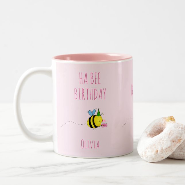 Ha Bee Birthday Two-Tone Coffee Mug (With Donut)
