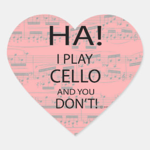 Ha Cello Heart Sticker