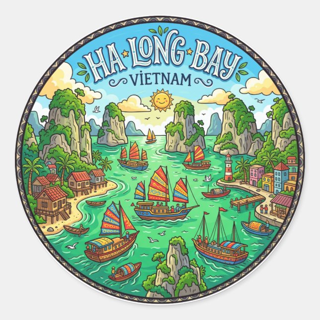 Ha Long Bay Vietnam Classic Round Sticker (Front)
