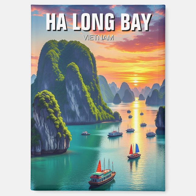 Ha Long Bay Vietnam Sunset Magnet (Front)