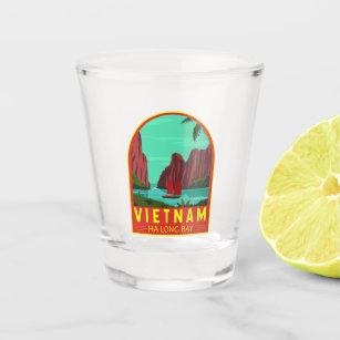 Ha Long Bay Vietnam Travel Vintage Art Shot Glass