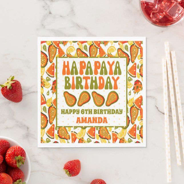 Ha-papaya Birthday Papaya Happy Birthday Napkin (Insitu)