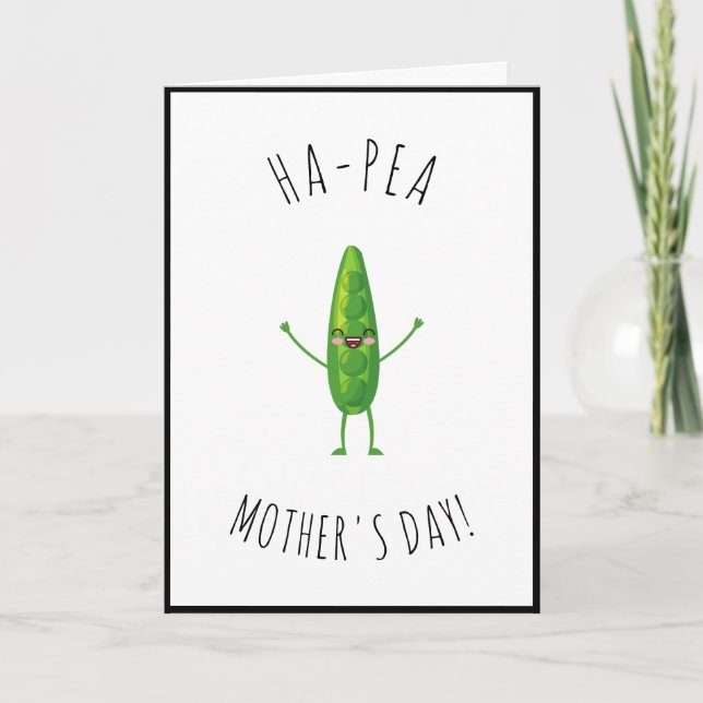 Ha-Pea Mother's Day Cute Funny Pun Saying Mum Gift Holiday Card (Front)