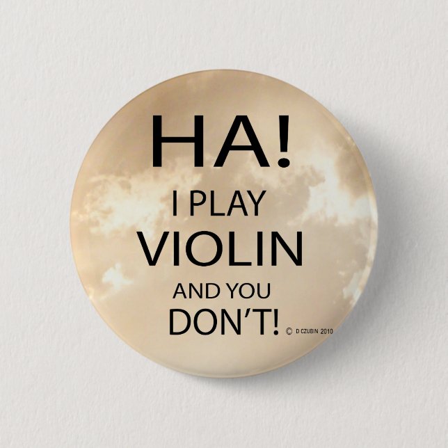 Ha Violin 6 Cm Round Badge (Front)