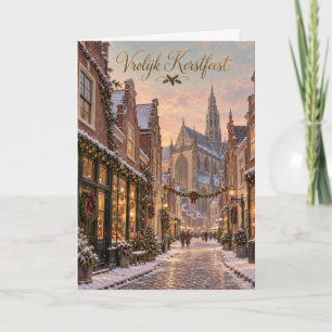 Haarlem Winterstraat Vrolijk Kerstfeest Holiday Card