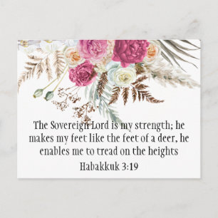 Habakkuk 3:19 Bible Verse Motivational Postcard