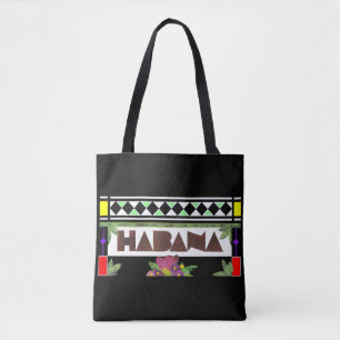 HABANA Stained Glass Impression Black Rim Tote Bag
